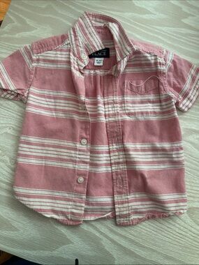 The Children's Place Pink & White Striped Button-Down Shirt